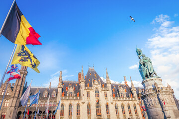 Flemish and ornate architecture of Bruges, Flanders, Belgium