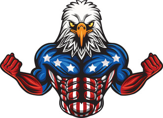 Strong american eagle cartoon character