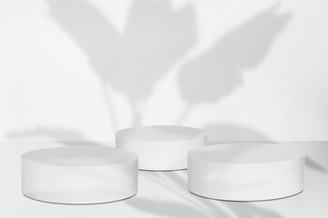 White round podium. light, round