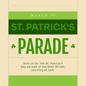 Image of st patrick's day parade text on green background