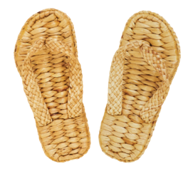 Water hyacinth weaving shoes on transparent background.