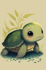 Charming Illustrated Baby Turtle