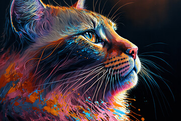 Kot kolorowy Abstrakcja 1