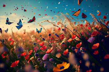 Fototapeta na wymiar background with butterflies