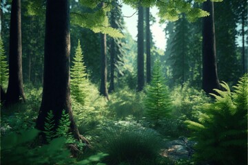 Forest. Landscape and scenery. Generative AI