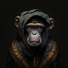 chimp wearing designer