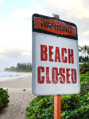 beach closed sign