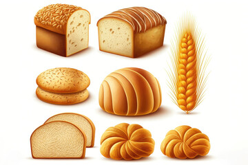 Baked Beauties: An Illustration Set of Breads. Generative AI