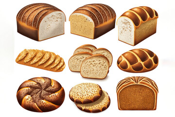Baked Beauties: An Illustration Set of Breads. Generative AI