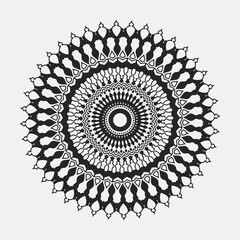 The pattern on black. Mandala design isolated on white background