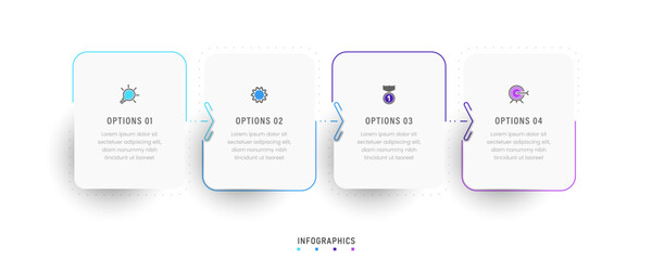 Vector Infographic label design template with icons and 4 options or steps. Can be used for process diagram, presentations, workflow layout, banner, flow chart, info graph.