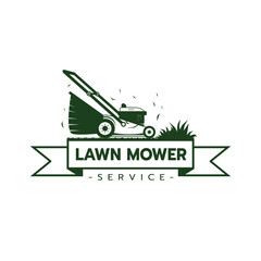 Lawn mower service logo icon isolated