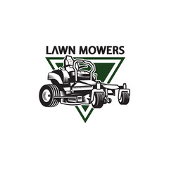Lawn mower service logo icon isolated