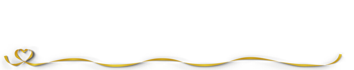3D illustration of gold ribbon border with heart loop