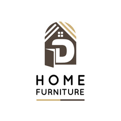 Initial D Letter for Home Decor, Furniture, Design, Wooden Craft, Interior Logo Design Idea Template