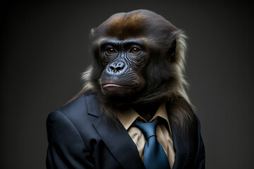 Fototapeta premium Portrait of a Howler monkey dressed in a formal business suit