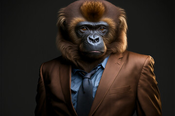 Portrait of a Howler monkey dressed in a formal business suit