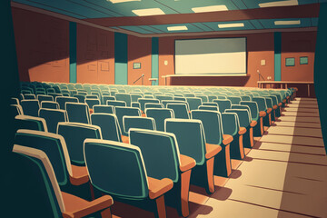Empty conference hall rear view of the seats. Generative AI