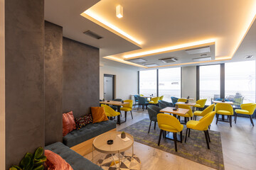 Interior of an empty cafe bar restaurant