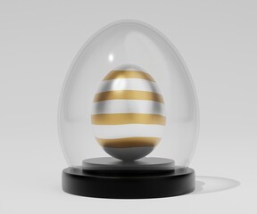 glass easter egg on podium 3d render