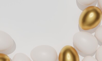 easter gold egg frame 3d render background