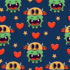 Monster doodle cartoon illustration pattern design