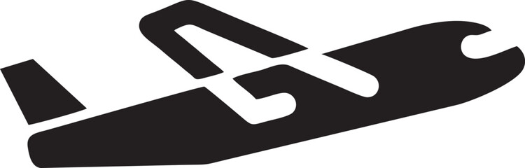 airplane icon symbol in a black image, flight illustration vector image