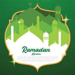 Fototapeta premium ramadan kareem islamic banner design with arabic style and arabian pattern background, eid mubarak, hari raya, eid fitr, eid adha, hajj, umrah