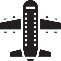 airplane icon symbol in a black image, flight illustration vector image