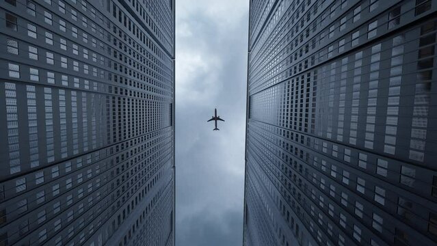 Airplane And City Blocks 3D Video Animation