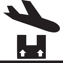 airplane icon symbol in a black image, flight illustration vector image