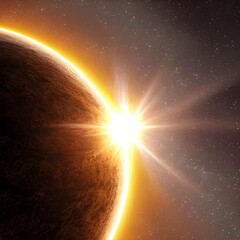 Sun sends an explosion of spiritual light off an eclipse, Generative AI