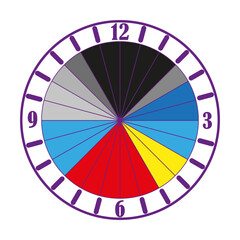 Obraz premium clock color sectors in modern style. Vector illustration.