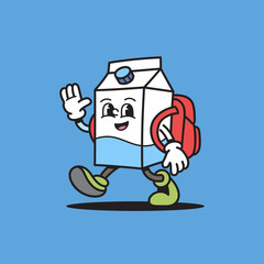 Milk back to school retro cartoon character