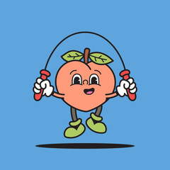 Peach jump rope retro cartoon character
