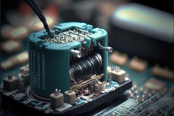  Macro photo of a SMD capacitor soldering circuits made with Generative AI
