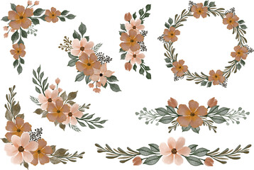 arrangement of orange floral watercolor frame