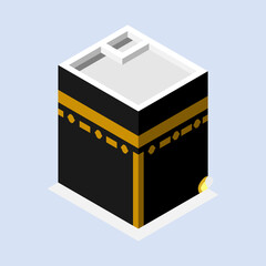 Kaaba (Central part of Masjid-al-Haram, Saudi Arabia) isometric vector illustration