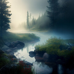 nature fog of view perfect , high qualit, realistic