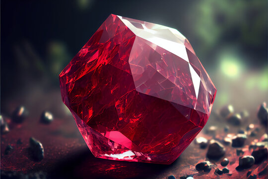 Closeup shot of a Ruby crystal | Expensive gem Ruby Macro shot | Generative Ai | Royal red gemstone