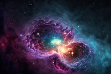 Deep space art. Starfield stardust, nebula and galaxy. Elements of this image furnished by NASA. Generative AI