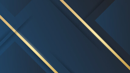 Modern abstract blue background with gold line composition. and rectangles object.