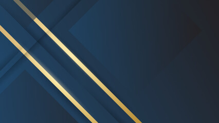 Modern abstract blue background with gold line composition. and rectangles object.