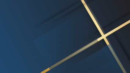 Modern abstract blue background with gold line composition. and rectangles object. - obrazy, fototapety, plakaty