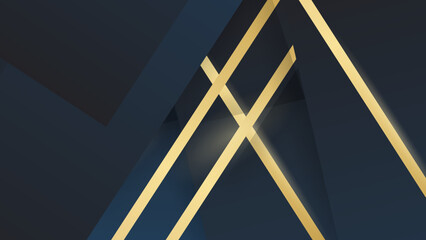 Dark blue background with diagonal gold line and blue line stripe decoration.