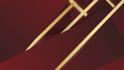 Abstract red and golden lines background with glow effect. Dark red background.