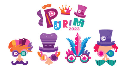 Fototapeta premium Purim - holiday jewish carnival Lettering in Hebrew translition 
