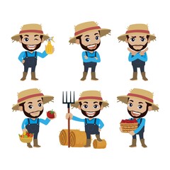 Farmer and gardener with different poses