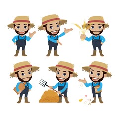 Farmer and gardener with different poses