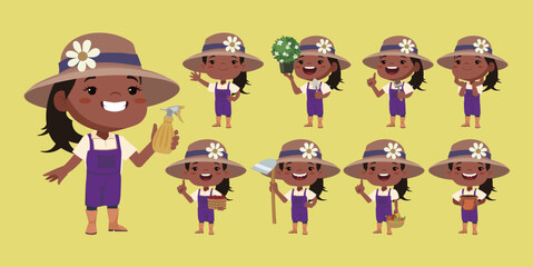 Farmer and gardener with different poses